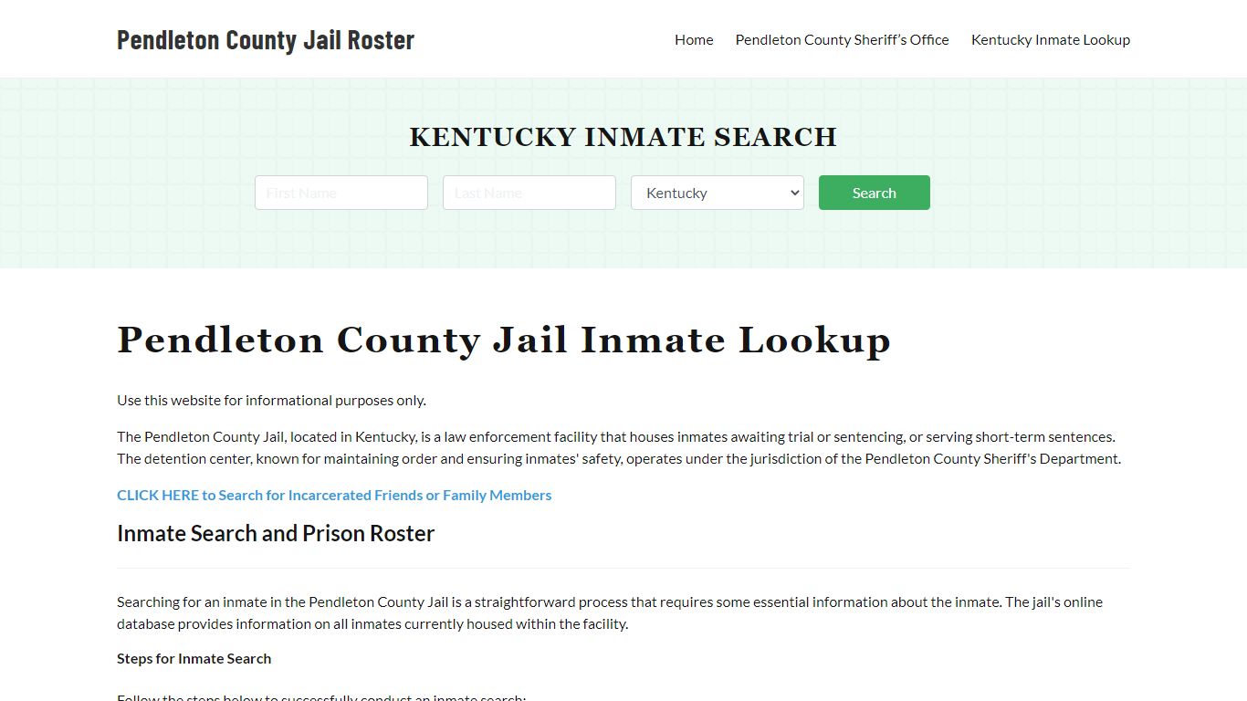 Pendleton County Jail Roster Lookup, KY, Inmate Search